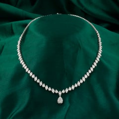 4.85 Carat Natural Marquise Baguette Diamond Necklace Pear Drop 18K White Gold