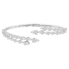 3,29-Karat-Armband aus 18-karätigem Weißgold mit offenem Manschettenarmband und doppelreihiger Anordnung von natürlichen Diamanten im Birnen-Schliff