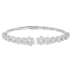 4.55 Carat Natural Pear Cut Diamond Cluster Wrap Cuff Bracelet in 18K White Gold