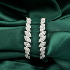 6.14 Carat Natural Marquise Diamond Inside-Out Hoop Earrings in 18K White Gold