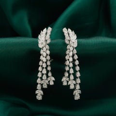 7.71 Carat Natural Pear Diamond Double-Strand Drop Earrings in 18K White Gold