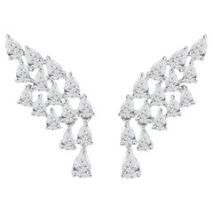 2.64 Carat Natural Pear Diamond Cascading Cluster Earrings in 18K White Gold