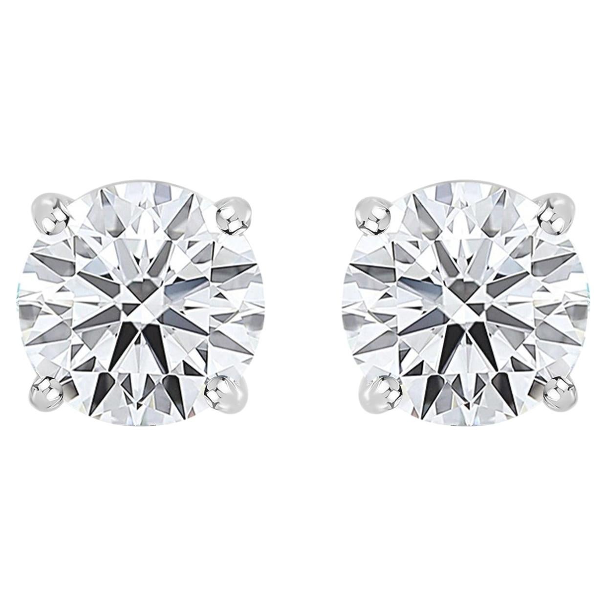1,40-Karat-Solitär-Ohrstecker mit natürlichem rundem Diamanten aus 18-karätigem Weißgold