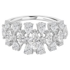 Bague cocktail en or blanc 18 carats, sertie d'un diamant naturel taille poire-marquise de 1,93 carat