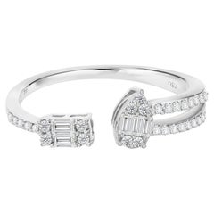 0.23 Carat Natural Pear Diamond Rectangular Cluster Cuff Ring in 18K White Gold