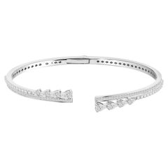 1.82 Carat Natural Pear Diamond Handmade Open Cuff Bangle in 18K White Gold