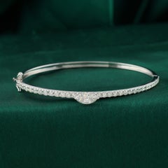 2,07 Karat natürlicher Diamant im Marquise-Schliff, handgefertigtes Armreif-Armband aus 18 Karat Weißgold