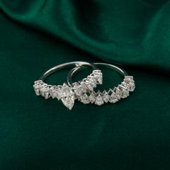2.21 Carat Natural Marquise & Pear Shaped Diamond Two-Ring Set 18K White Gold