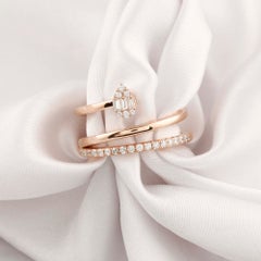 0.28 Carat Natural Diamond Baguette Pear Wrap Ring 18K Rose Gold HRD Certified
