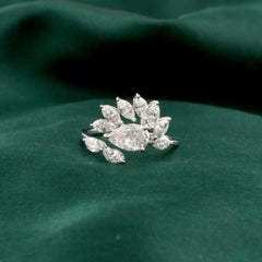 2.18 Carat Natural Marquise Shape Diamond Flower Cluster Ring 18K White Gold