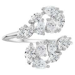 1.46 Carat Natural Pear Marquise Diamond Vine Ring 18K White Gold HRD Certified