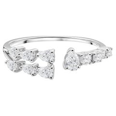 Bague « bypass » en or blanc 18 carats sertie de diamants naturels taille poire et ronde de 0,56 carat, certifiée HRD