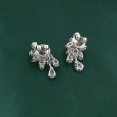 3.80 Carat Natural Marquise Pear Diamond Cluster Drop Earrings 18K White Gold