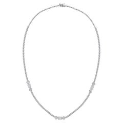 4,39-Karat-Halskette mit einem natürlichen, runden Baguette-Diamanten aus 18-karätigem Weißgold, HRD-zertifiziert