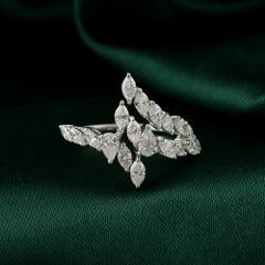 Bague en or blanc 18 carats sertie d'un diamant naturel de 1,02 carat, taille poire et marquise, certifiée HRD