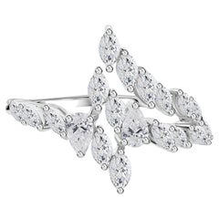 Bague en or blanc 18 carats sertie d'un diamant naturel de 1,02 carat, taille poire et marquise, certifiée HRD