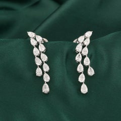4.70 Carat Natural Pear Diamond Vine Drop Earrings 18K White Gold HRD Certified