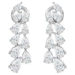 3.74 Ct Natural Pear Diamond Cluster Drop Earrings 18K White Gold HRD Certified