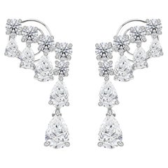 Pendientes colgantes con diamantes naturales redondos en forma de pera de 2,55 quilates, en oro blanco de 18 quilates, con certificado HRD