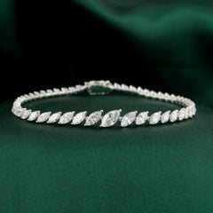 4.62 Carat Natural Marquise Cut Diamond Graduated Tennis Bracelet 18K White Gold
