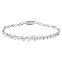 4.62 Carat Natural Marquise Cut Diamond Graduated Tennis Bracelet 18K White Gold