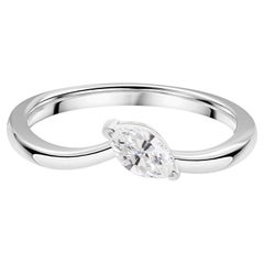 0.30 Carat Natural Marquise Diamond Bypass Solitaire Ring 18K White Gold Jewelry