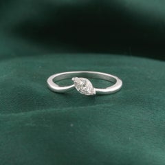 0.30 Carat Natural Marquise Diamond Bypass Solitaire Ring 18K White Gold Jewelry