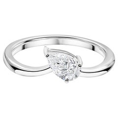 0.51 Carat Natural Pear Cut Diamond Solitaire Ring 18K White Gold HRD Certified