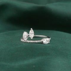 0.78 Carat Natural Marquise Diamond Cluster Ring 18K White Gold HRD Certified
