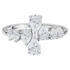 Bague en or blanc 18 carats sertie d'un diamant naturel en forme de poire de 1,29 carat, certifiée HRD