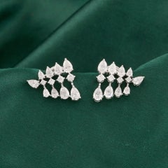 Boucles d'oreilles « Vine Climber » en diamants naturels taille poire et ronde de 2,26 carats, en or blanc 18 carats