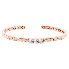 Handgefertigtes Armreif-Armband aus 18-karätigem Roségold mit einem natürlichen Diamanten im Marquise-Schliff von 0,92 Karat