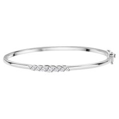 Bracciale rigido sottile con grappolo di diamanti naturali taglio marquise da 0,64 carati, in oro bianco 18 carati