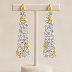 11.24 ct Natural Marquise Diamond Waterfall Earrings, 18K Two-Tone Gold