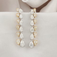 5.45 ct Natural Marquise Diamond Two-Column Drop Earrings, 18K Two-Tone Gold