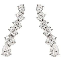 1.33 Carat Natural Diamond Pear and Oval Drop Earrings in 18K White Gold