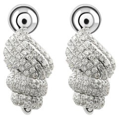 1.47 Carat Natural Diamond Sculptural Drop Earrings in 18K White Gold