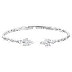 Bracciale con diamanti naturali a forma di pera e rotondi da 1,38 carati in oro bianco 18 carati