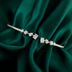 Emerald-Cut and Pear Diamond Open Cuff Bangle, 1.49 Carats, in 18K White Gold