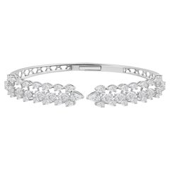 Bracciale con diamanti naturali a forma di pera e ovali da 3,76 carati in oro bianco 18 carati