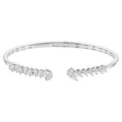 Bracciale con diamante naturale a forma di pera da 1,76 carati in oro bianco 18 carati