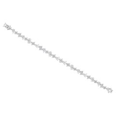Natural Mixed Fancy Shape Diamond Tennis Bracelet, 15.38 Carats 18K White Gold
