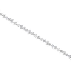 Natural Mixed Fancy Shape Diamond Tennis Bracelet, 15.38 Carats 18K White Gold