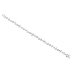 Natural Mixed Fancy Shape Diamond Tennis Bracelet, 15.33 Carats 18K White Gold