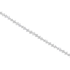 Natural Mixed Fancy Shape Diamond Tennis Bracelet, 15.33 Carats 18K White Gold