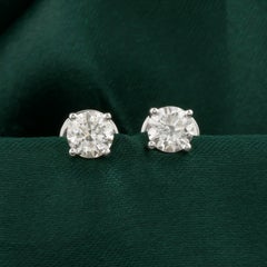 Solitär-Ohrstecker mit rundem Brillanten, 1,42 Karat, 18 Karat Weißgold