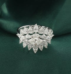 2.07 Carat Natural Marquise and Pear Diamond Ring in 18K White Gold
