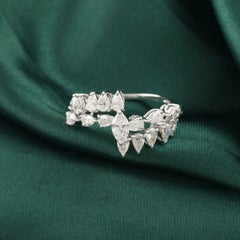 Marquise, Pear and Oval Diamond Bypass Wrap Ring, 1.46 Carats 18K White Gold