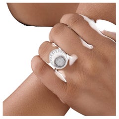 0.78 Carat Diamond Oval Sunburst Cocktail Ring in 18K White Gold