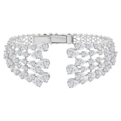 15.61 Carat Pear and Marquise Diamond Wide Cuff Bangle in 18K Gold